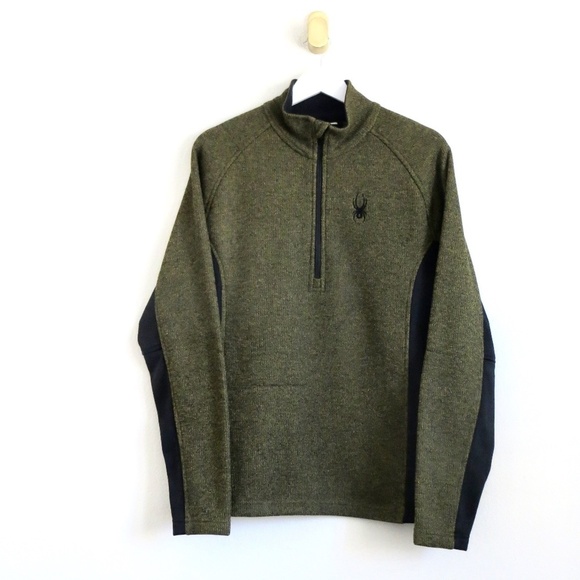 NEW! Spyder Men's Outbound 1/2 Half Zip Midweight Core Sweater Olive Green SZ M - Picture 7 of 13